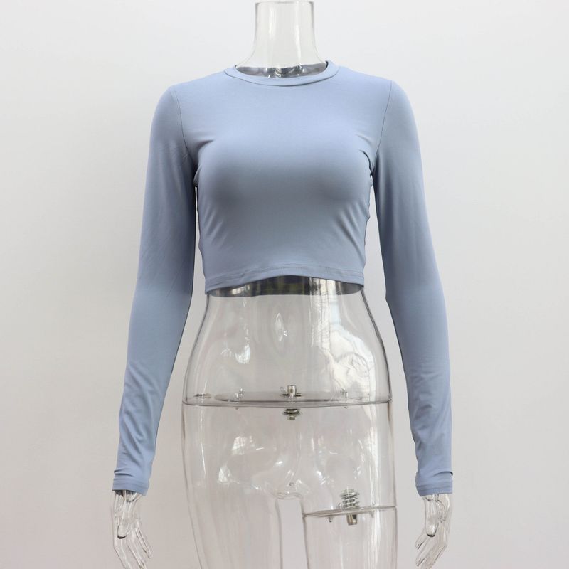 Long-Sleeved T-Shirt for Women, Fashionable Hot Girl Style, European and American New Autumn and Winter Base Shirt, Tight-Fitting Sexy Short Crop Top