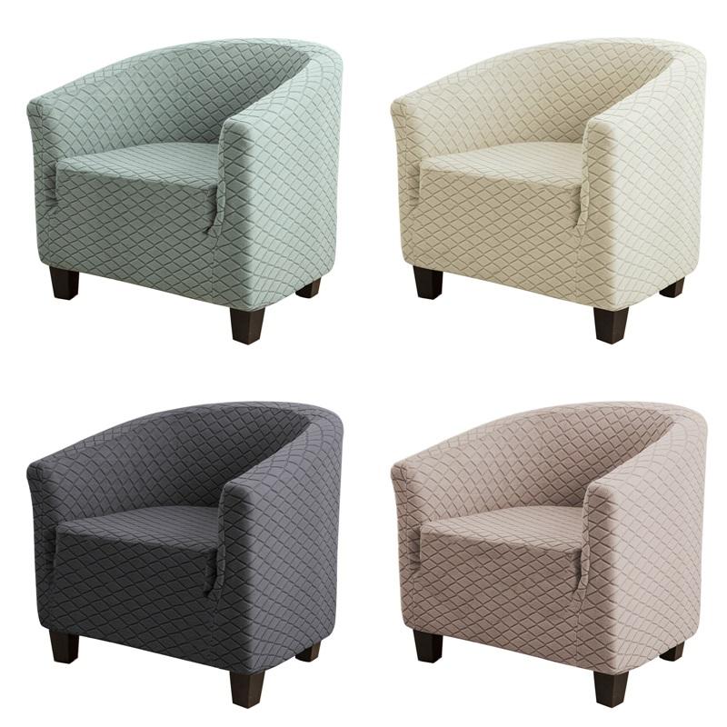 Stretch Jacquard Club Chair Cover Solid Color Plaid Tub Sofa Cover Chair Slipcovers for Study Bar Counter Furniture Protector