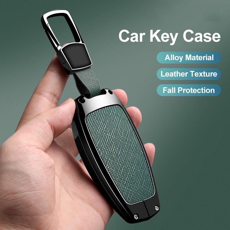 3/4 Button Zinc Alloy Leather Car Key Case For Hyundai Tucson Santa Fe Tucson Tuscany Nexo Nx4 Atos Prime Solaris I30