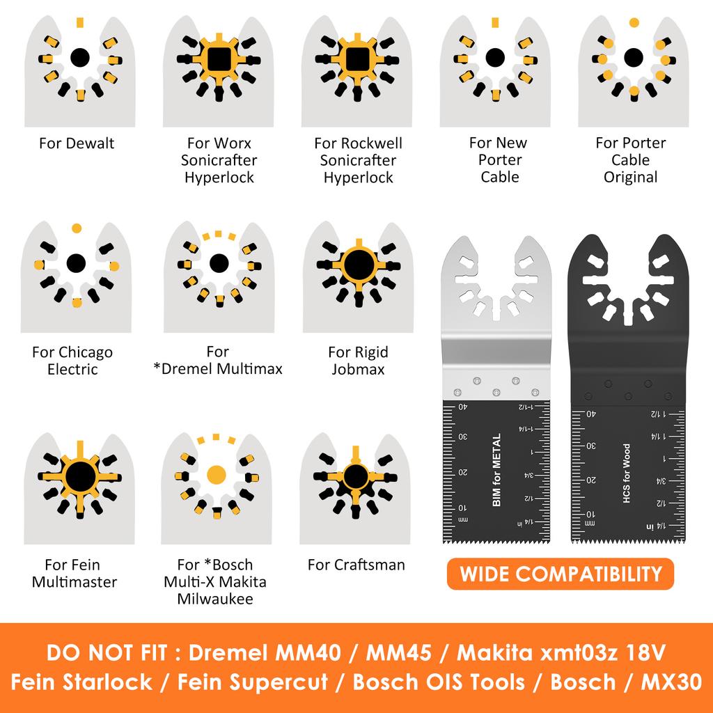 8Pcs Oscillating Saw Blades Set Bi-metal Stainless Steel Multitool Blades Kit Oscillating Blades Precise Cutting Saw Blades