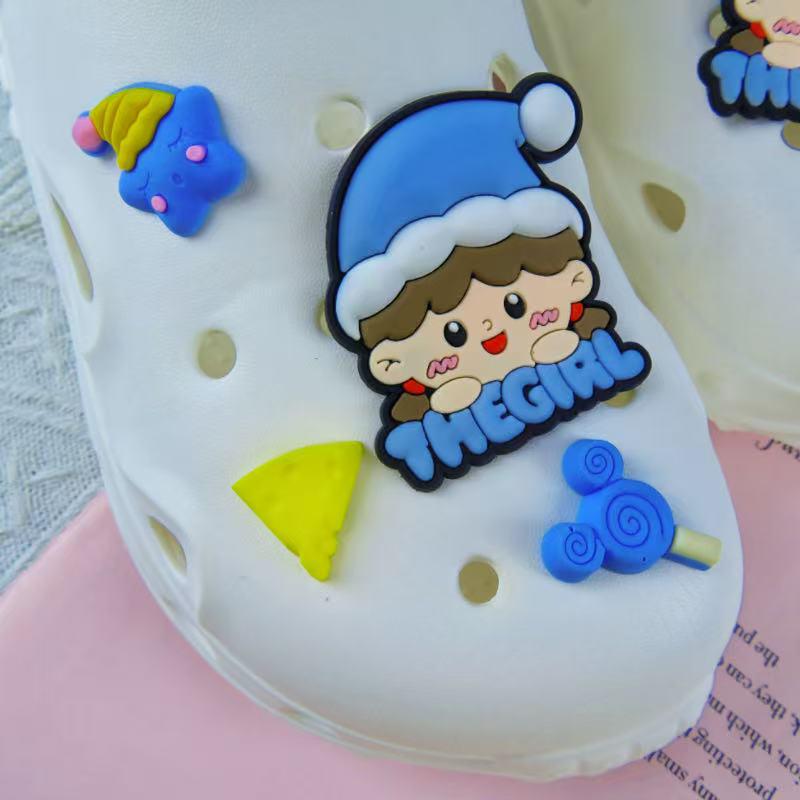 Versatile Cute Cartoon Girl Shoe and Phone Decorations - DIY Removable Flower Uppers