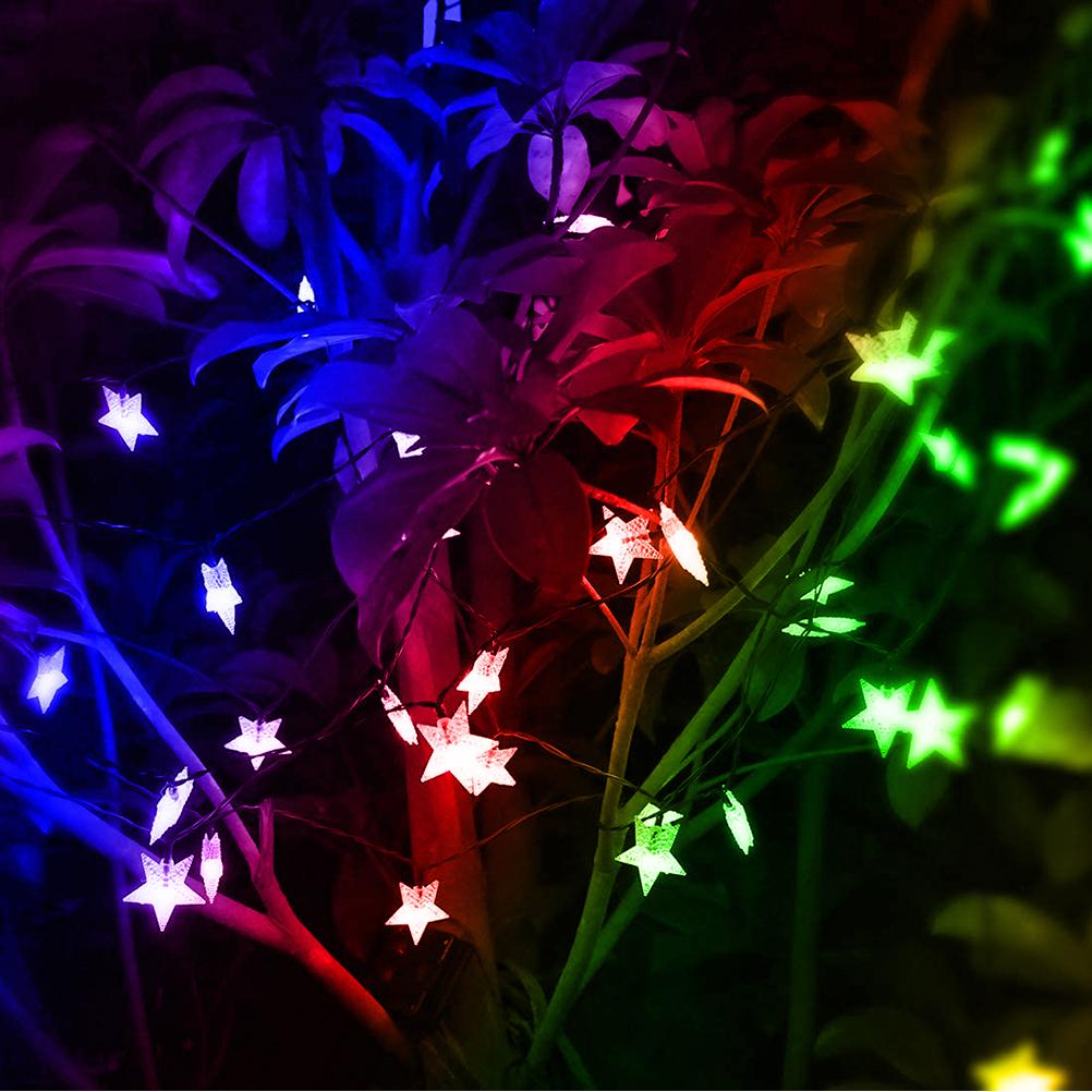 Solar Star String Lights Outdoor Waterproof Plug Free Christmas LED Garden Decorative Lights