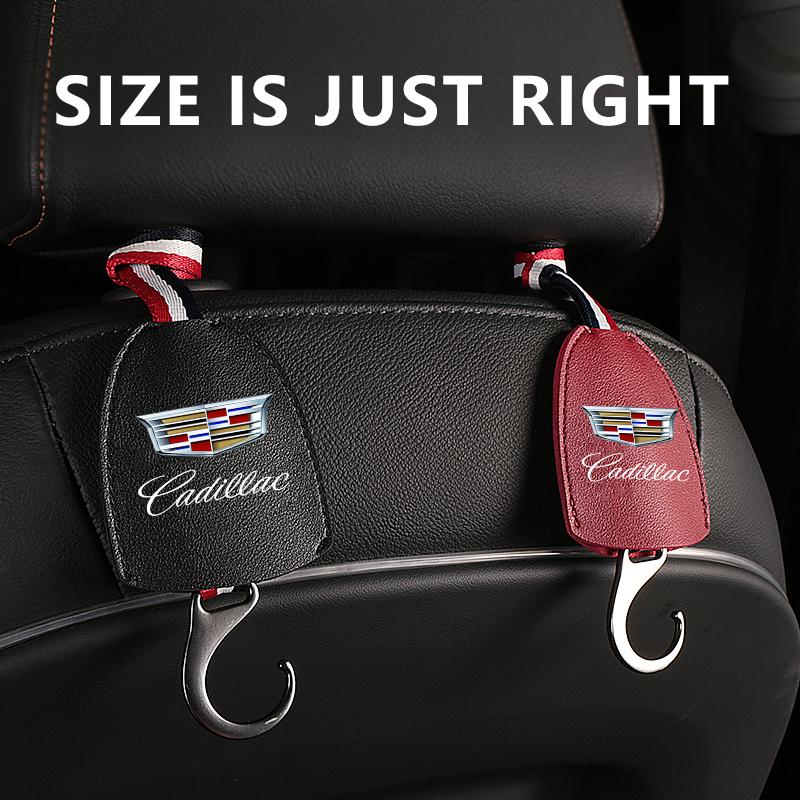 1 PZ Appendi Gancio Portaoggetti per Poggiatesta Sedile in Pelle Auto Per Cadillac Escalade Deville DTS ATS BLS CT4 CT6 CTS EXT SLR SRX XLR XT4
