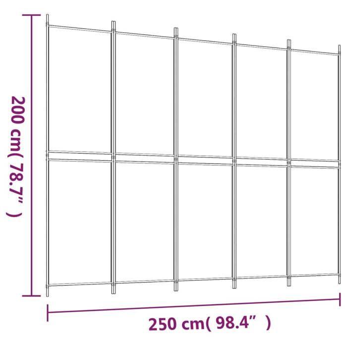 VidaXL Cloison de Séparation 5 Panneaux Séparateur de Pièce Pliable Diviseur Écran d'Intimité Paravent Décoration Salon 350235