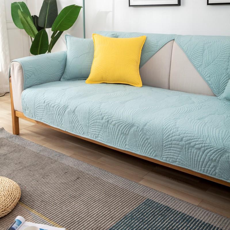 Nordic Simple Solid Color Sofa Cushion Four Seasons Pure Cotton Fabric Non-Slip Cotton Seat Cushion Universal Modern Sofa Cover Towel