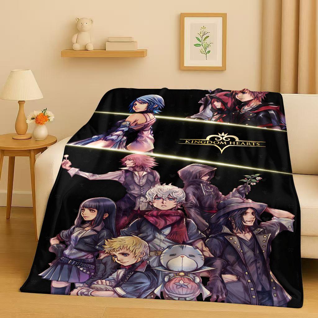 Sanrio Kingdom Hearts Kreslená hra Mickey Mouse Flanelová deka, ultra měkký plyšový přehoz do ložnice, postele, pohovky, vánoční dárek