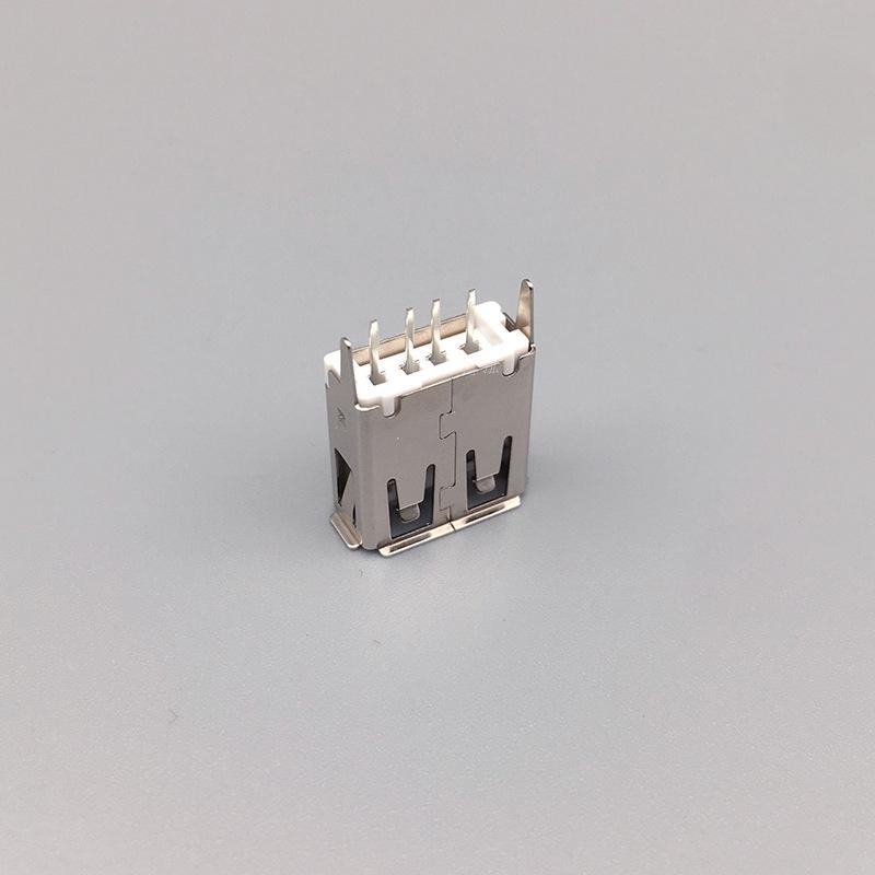 Vertical Board Mount USB A Female Connector, 13.7 Straight Pin, 180° Straight Insertion, Crimped Edge, Single Layer Interface Socket