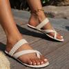 Womens Shoes 2025 New Summer Toe Sandals for Women Flat Bottomed Solid Color Plus Size Beach Shoes Sandal Summer Sandals