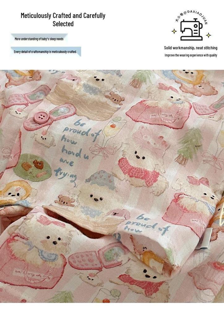 Hey Sweetheart Summer Cotton Gauze Curls Parent-Child Home Wear Set for Kids