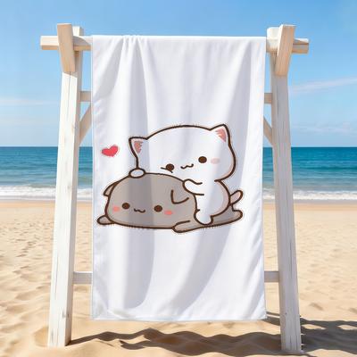 Cute Peach Mochi Cat Towel Drying Bath Towel Applicable To Light Swimming Camping Yoga Beach Out