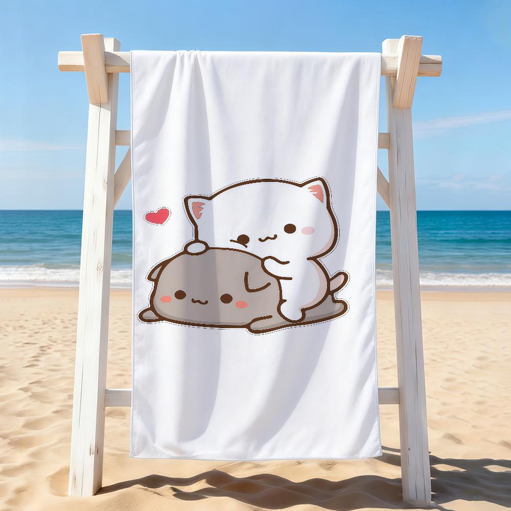 Cute Peach Mochi Cat Towel Drying Bath Towel Applicable To Light Swimming Camping Yoga Beach Out