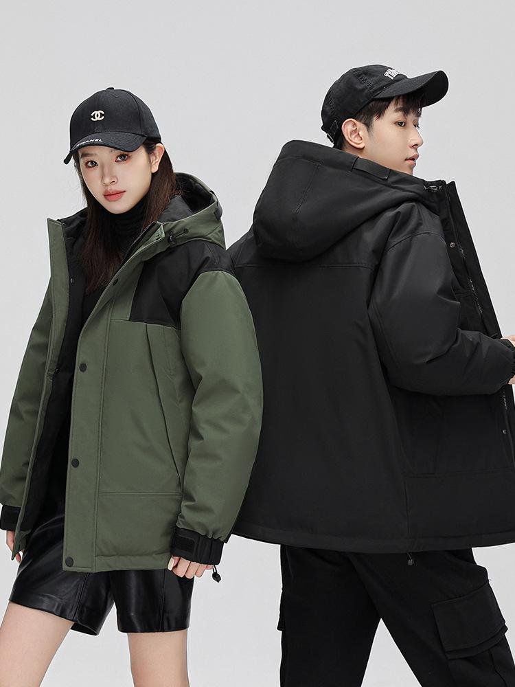 Unisex Hooded Winter Down Jacket 2025: Workwear-Inspired, Thick, Warm, Cold-Protective Outerwear for Skiing