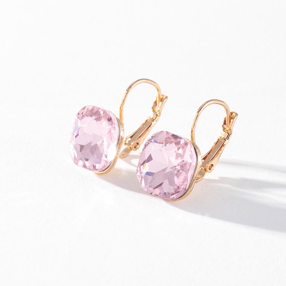 

Pinkdudu романтические 6 цветов квадратные стеклянные серьги-кольца модные легкие роскошные простые геометрические серьги для женщин ювелирные изделия PD1499 розовый