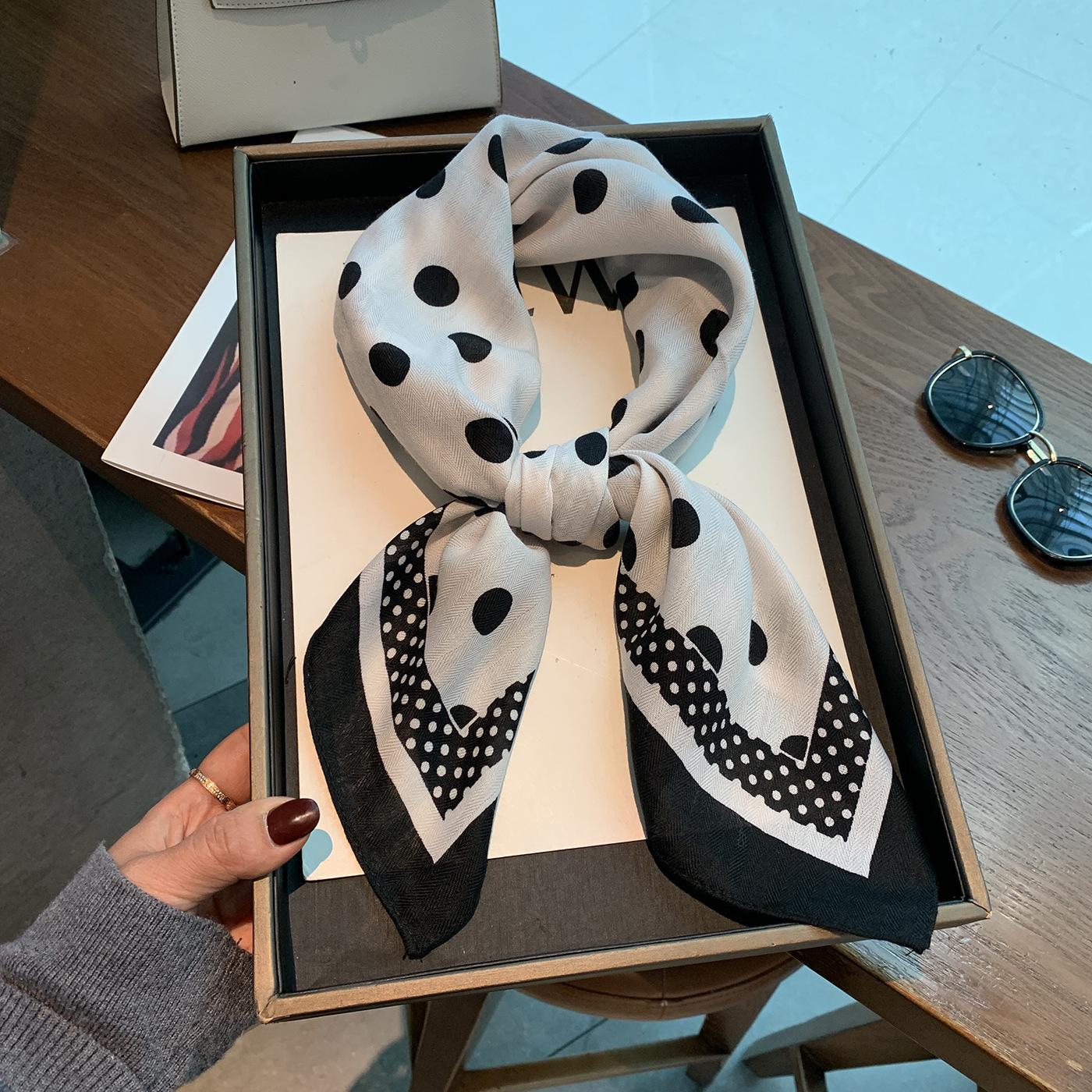 70 polka dot silk scarf, large square scarf, women s versatile decorative printing, sunscreen silk scarf, sunshade shawl, headscarf, square scarf. 70*70
