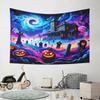 "Haunted House with Glowing Pumpkins" Pattern Wall Hanging Tapestry Decorative Tapestry Home Decor for Bedroom and Living Room