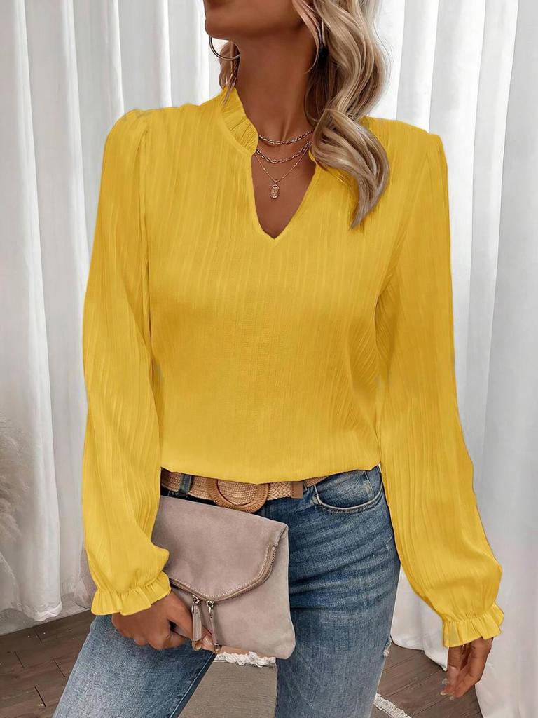2025 Women's Slim V-Neck Long-Sleeve Fashion Top