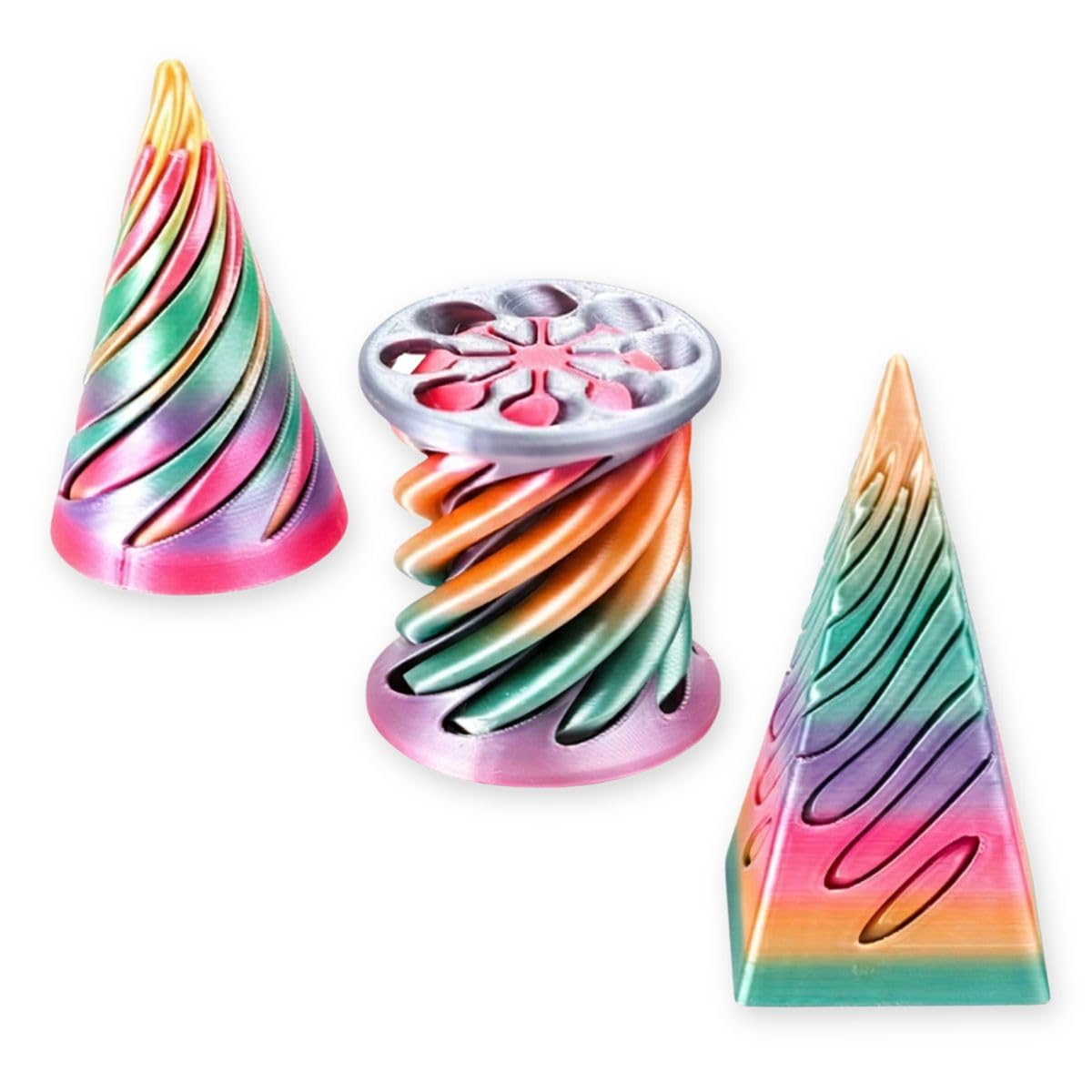 

SALUDABLE Fidget Toy Pyramid Triangle Spiral Stress Relief Hand Play Toy of (Set 3)
