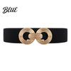 Wide Elastic Waist Belt 75cm Women's Belt, Stretch Fashionable with Slimming for Daily Commute Geometric Metal Buckle, Dress Corset Accessory