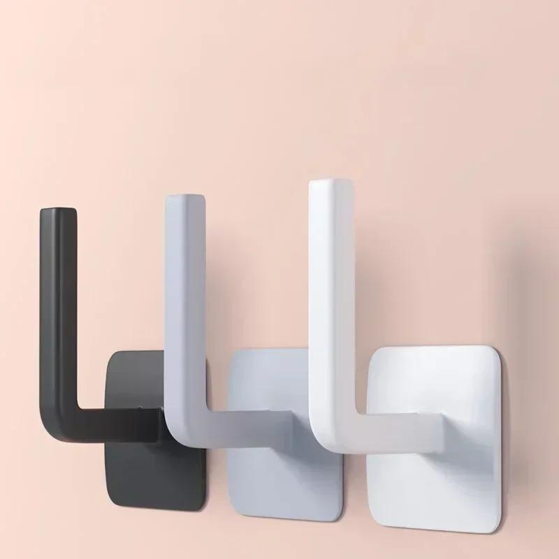 4pcs Multifunctional L-shaped Non Perforated Strong Hooks,clothes and Hats Storage Rack,toilet Paper Hooks,bathroom Towel Hooks