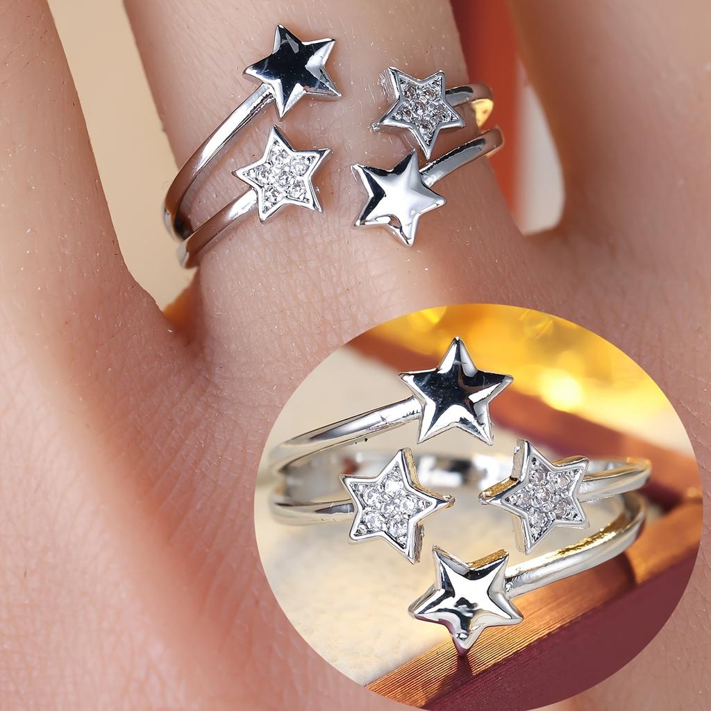 Korean-style New Star Open Ring, Sweet Starry Sky Pentagram Ring