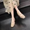Augustine Mary Jane thick heels summer new high heels square head French small leather shoes gentle single shoes
