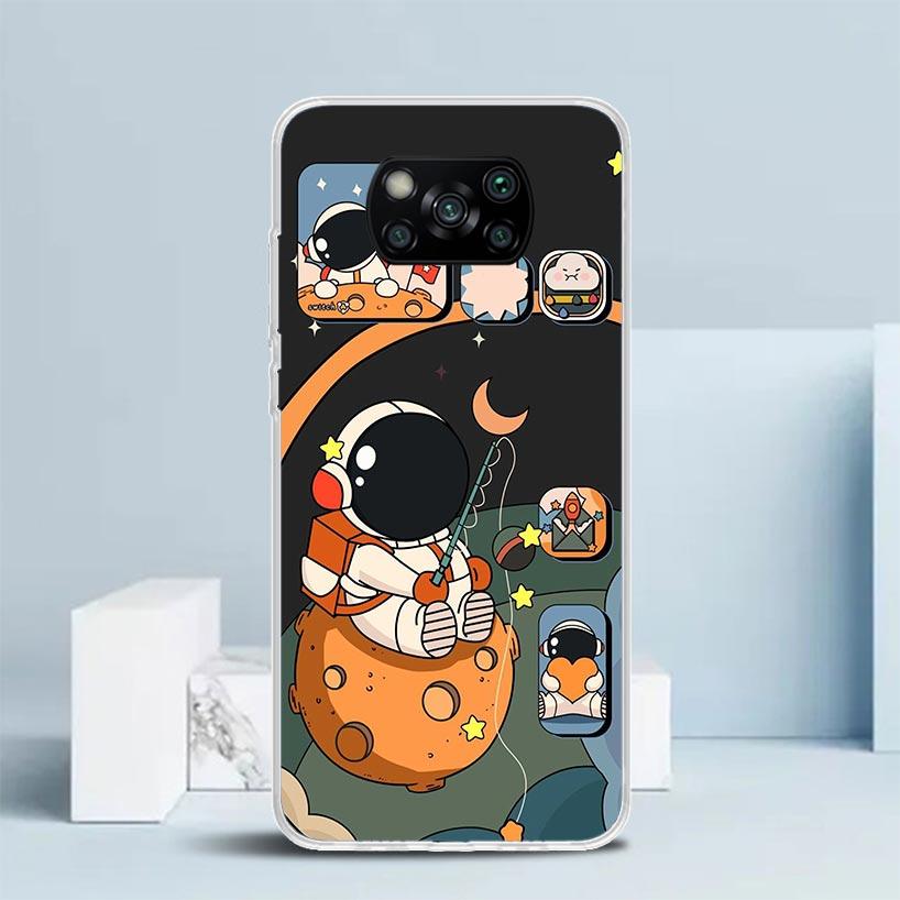 Cartoon Planet Astronaut Star Rocket Phone Case For Xiaomi Poco F7 Ultra X5 X6 X7 Pro M7 Redmi 15C 15 13C 13 12C 12 10C 10 10A 9