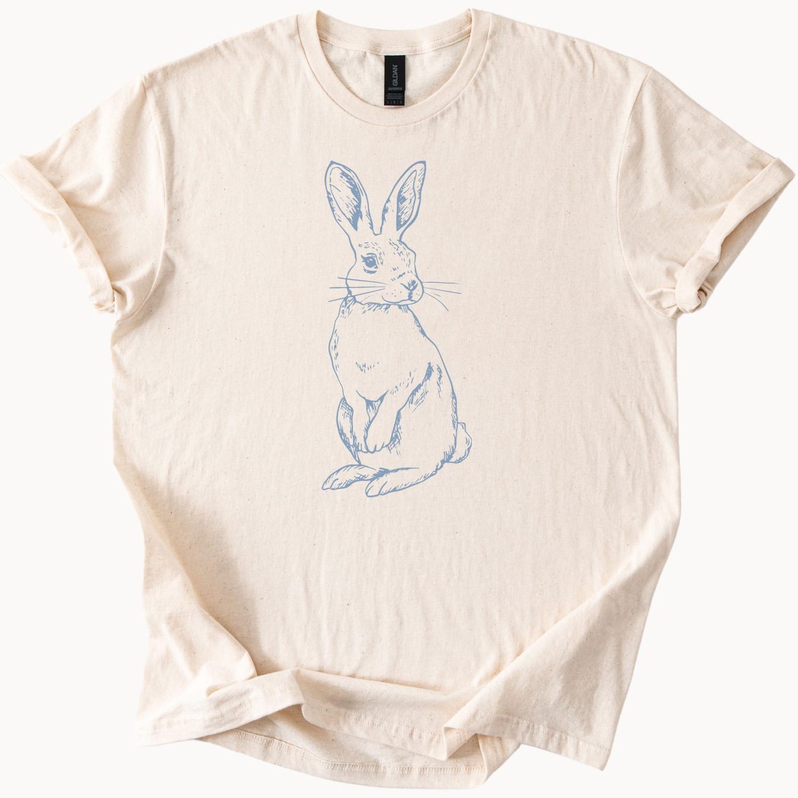 Minimalist Rabbit Shirt Cute Bunny Tee Hare Shirt Beige Graphic Top minimal 110