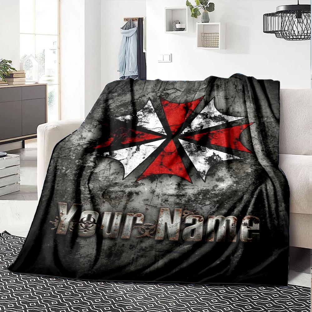 Name Custom Umbrella Corporation Print Flannel Blanket High Quality Warm Comfortable Cover for All Seasons Perfect for Gifts Home Decor