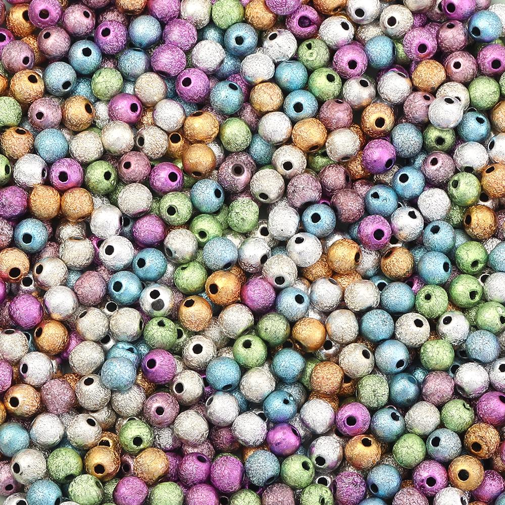 100pcs/lot Plating Wrinkle Acrylic Beads Colorful Round Loose Beads For Jewelry Making DIY Necklace Bracelet Accessories