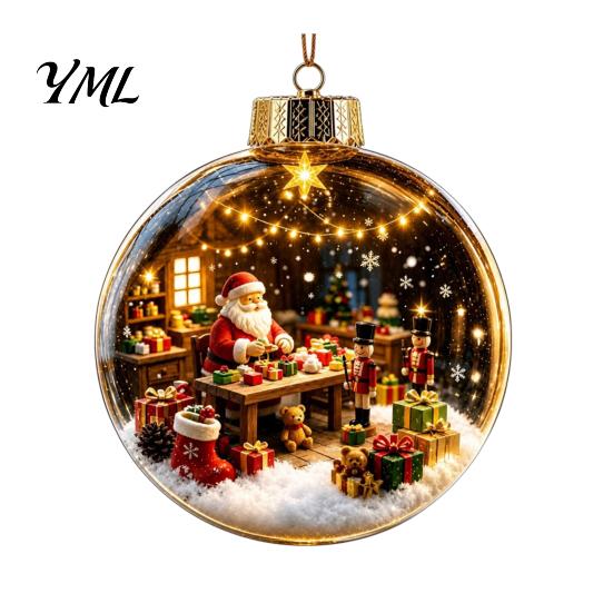 Transparent Festive Globes Glowing Clear Christmas Ball Ornament, Light Up Story Decoration with Warm LED Decorative Garland Accents Light,
