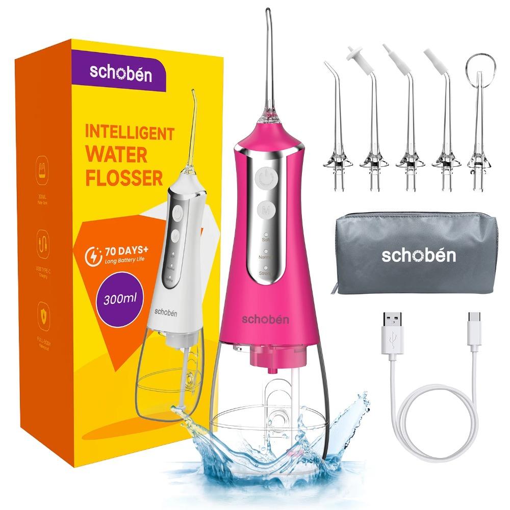 Zubní ústní irigátor Vodní nit Zubní párátko pro čištění zubů Nit Ústní mycí stroj 5 trysek 300 ml Floss Jet