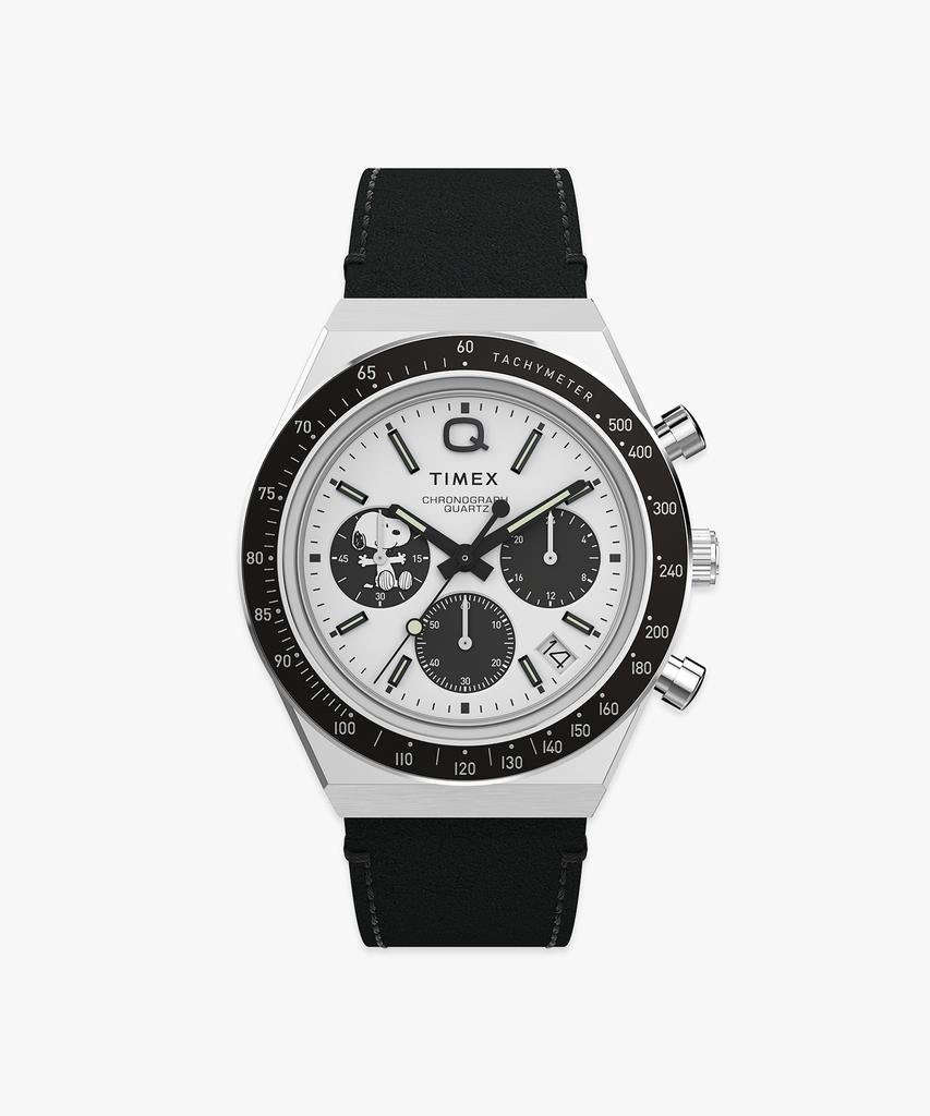 Taimaegseu X Peanuts Q Timex Chronograph Leather Watch 40Mm