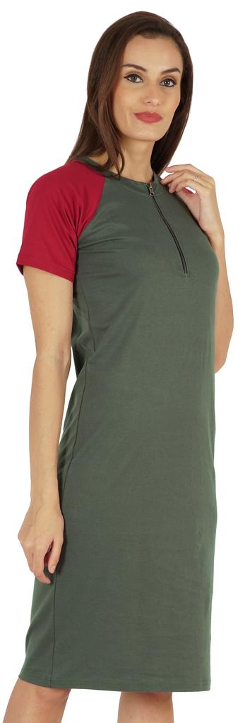 Inkmeso Solid Short Raglan Sleeves Dress For Women  s Summer Casual Sporty Bodycon T-Shirt