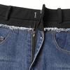 Retro Hong Kong Style Low-Waist Straight Denim Skirt with Front Slit and Contrast Splicing - Women's 2025 Spring Collection