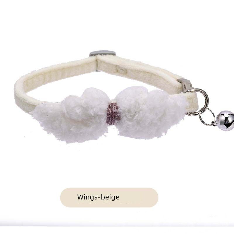 

Pet Bell Collar Dog Cat Cute Flowers Decorative Bow Tie Teddy Bichon Pomeranian Necklace Pet Supplies Free size neck circumference 22-29cm Apricot wings