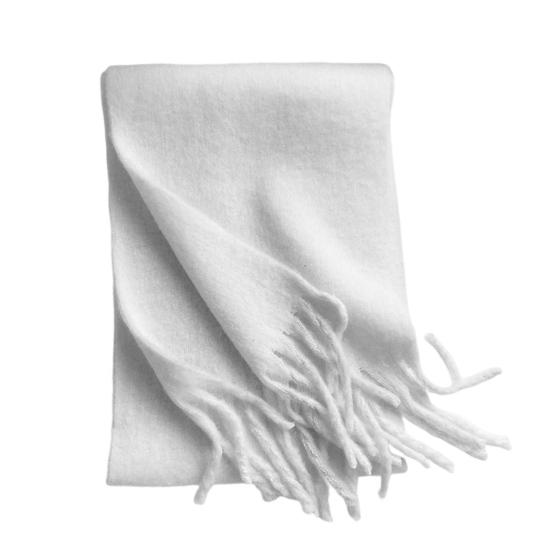 Women Winter Scarf Solid Color Thickened Warm Shawl Scarf with Tassel Design Cold Weather Fashion Accessories