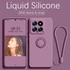Liquid Silicone Case For MI Xiaomi 1 14 14T 13 13T 12 12T Pro Phone Protective Cover With Magnetic Ring Holder Strap