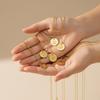 December Floral Pendant Necklace Exquisite Engraved Golden Circular Coins In Minimalist Layered Chain Jewelry Gift for Women