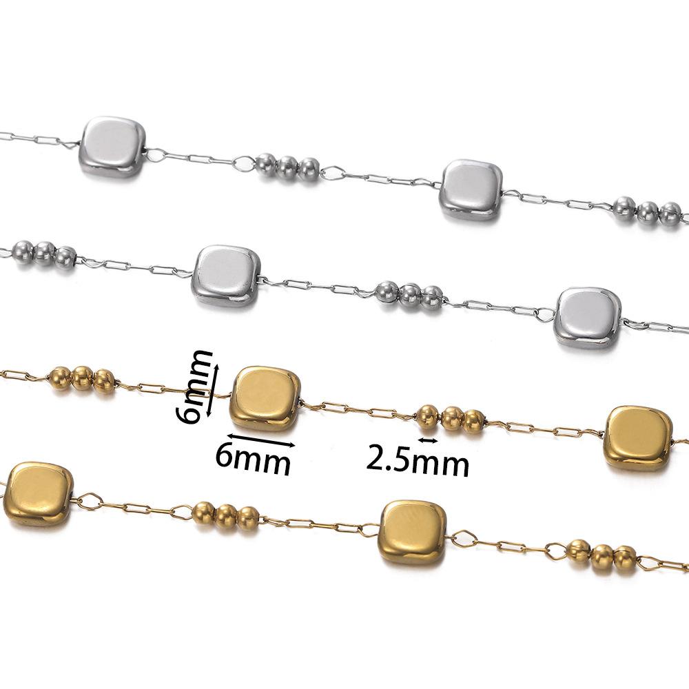 Stainless Steel Square Handmade Chain + Bead Collarbone Chain Handmade DIY Bracelet Necklace Earrings Accessories