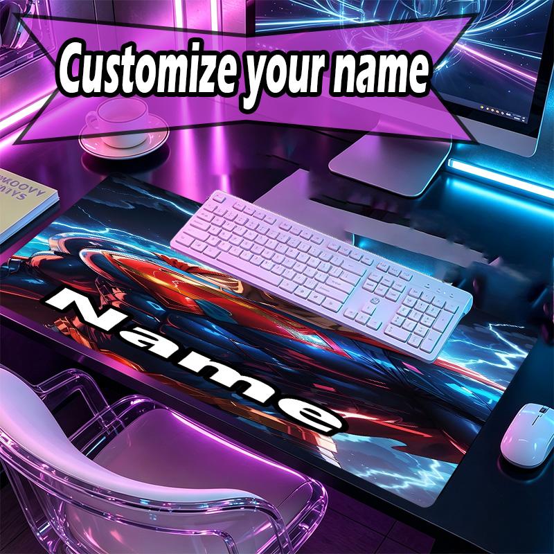 Custom Name Personalized Superman Pattern Mousepad, Laptop PC Desk Mat, Decorative Desk Mat for Home Keyboard Pad Gift