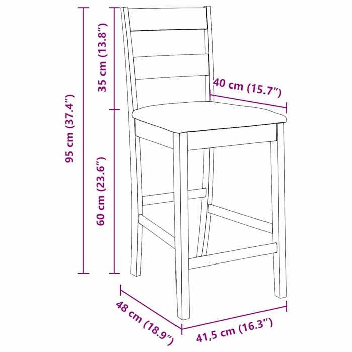 VidaXL Bar Stools with Cushions 2 Pcs White Solid Hevea Wood, Chair, Kitchen Bar Chair, Bistro Chair 4102559
