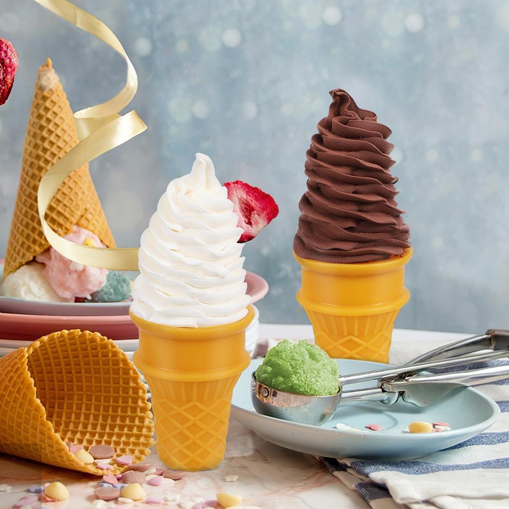 2Pcs Decorative Ice Cream Prop Wonderful Realistic Shape Artificial Ice Cream for Display Photography Prop Cafe Bar Accessories