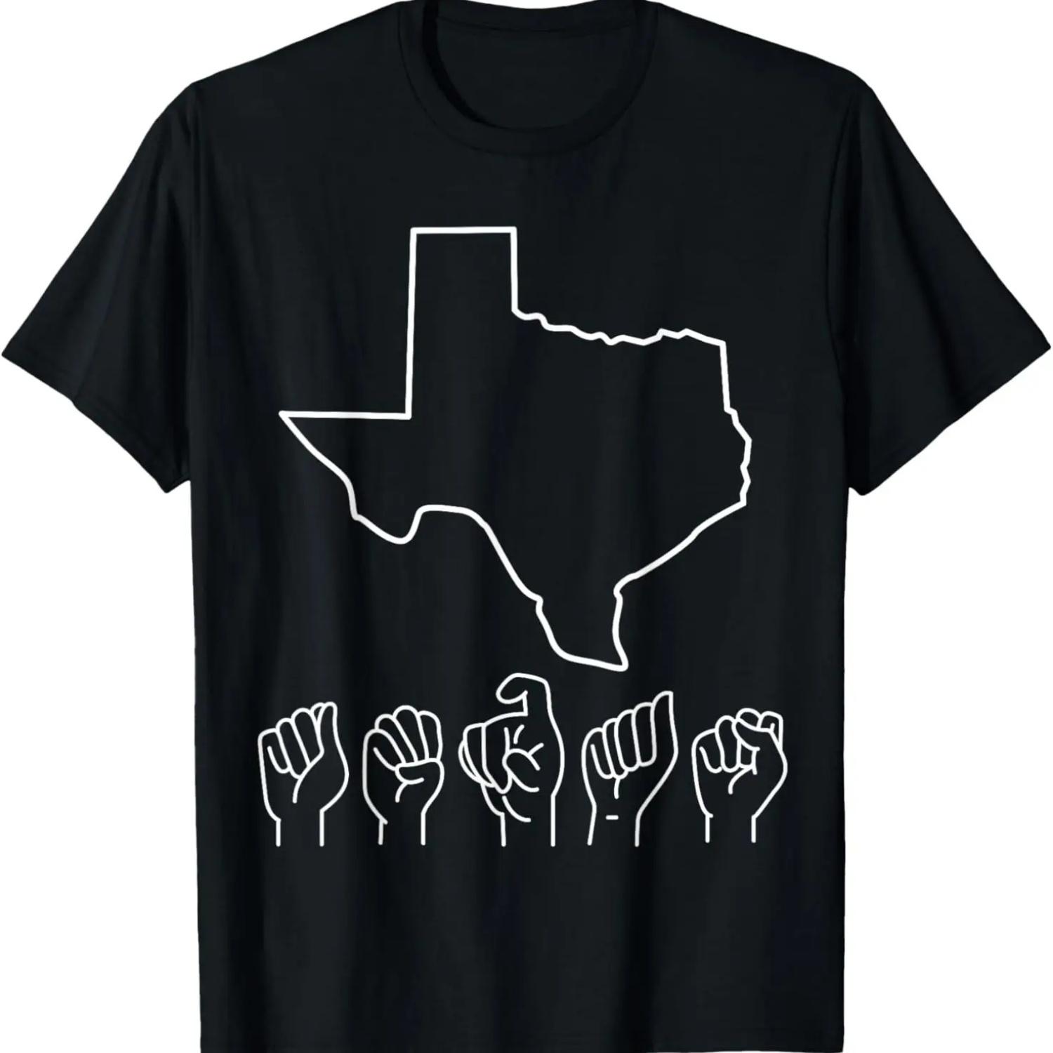 ASL Texas State Sign Language Texas Map Texan T-Shirt S чёрный