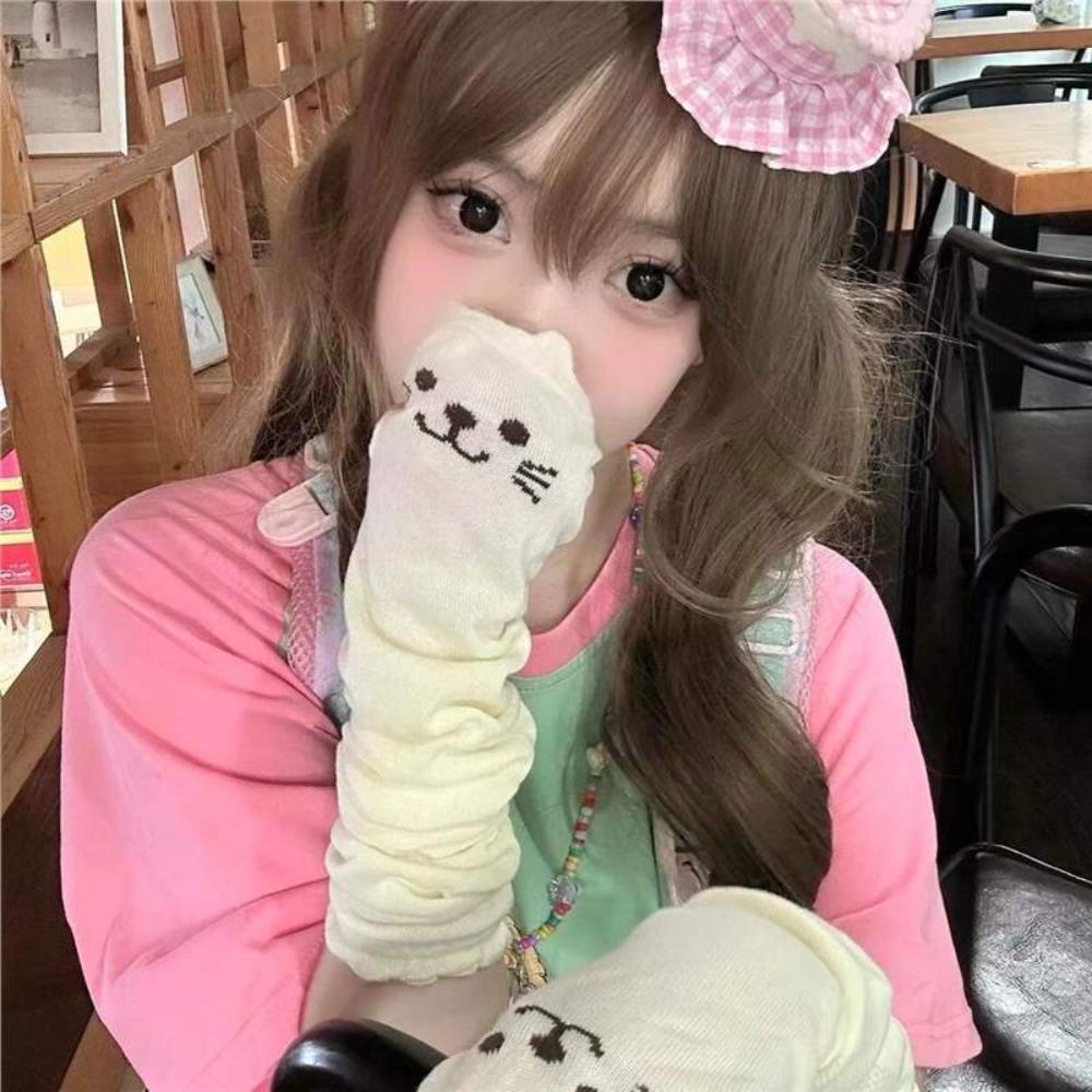 Fingerless Kitty Paw Arm Sleeves UV Protection Cat Oversleeve Cute Cat Claw Arm Cover  JK