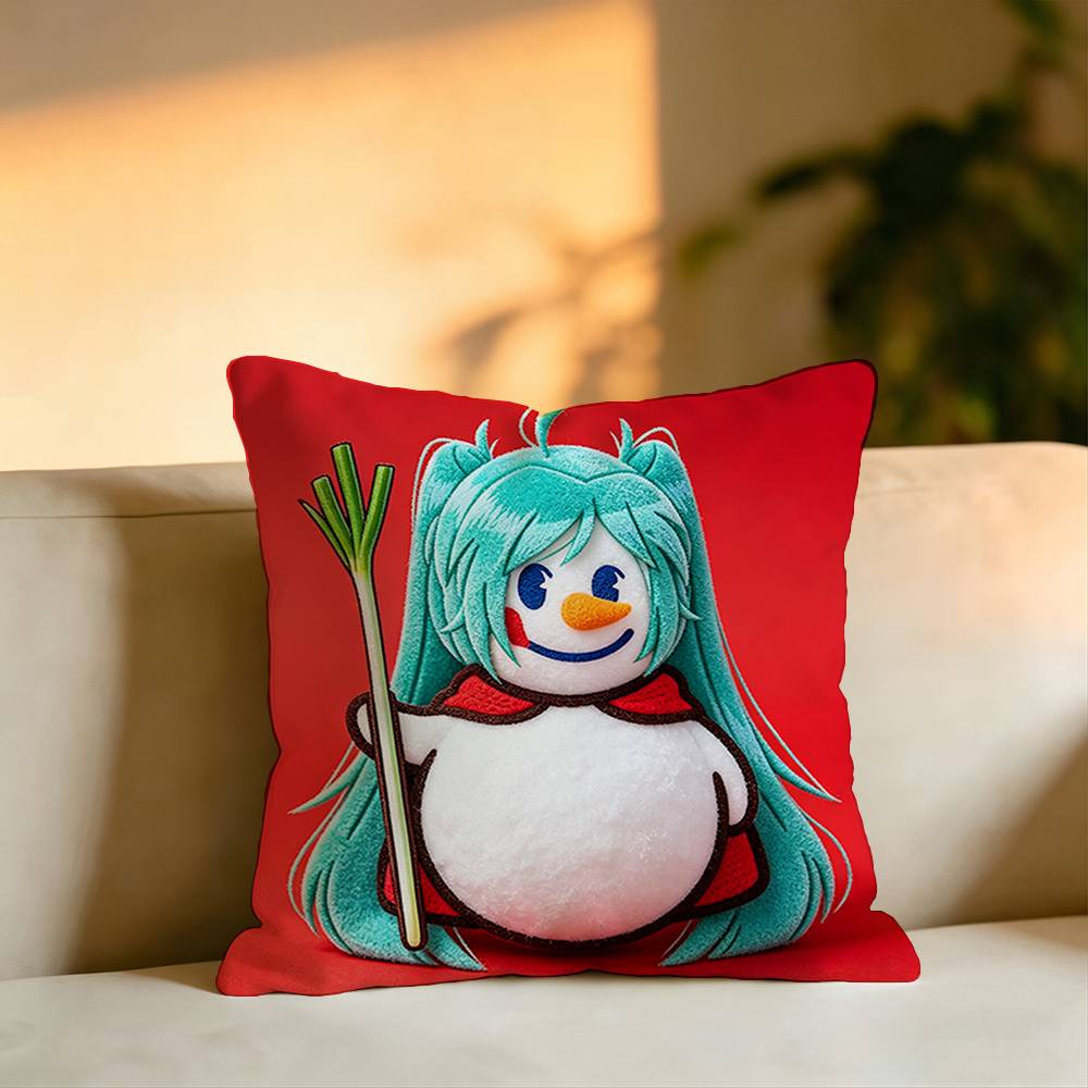 MMixue Ice City Snow Mascot Square DoubleSided Printed Pillow Case Bedroom Bedside Pillow Sofa Cushion Cover
