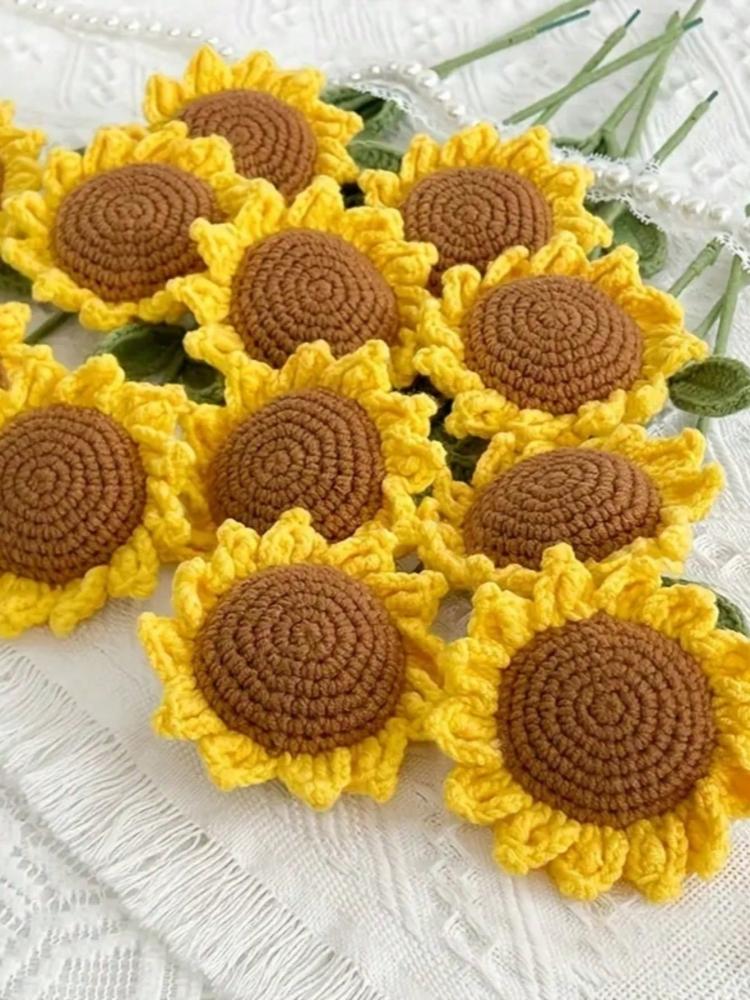 1pc Hand Woven Sunflowers, Artificial Flowers, Handmade Flowers, Home Decor, Party Layout