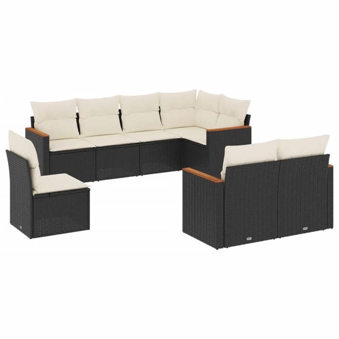 VidaXL Salon de Jardin avec Coussins 8 pcs, Canapés de Terrasse, Ensemble de Meubles de Patio, Mobilier d'Extérieur, Noir 3226161