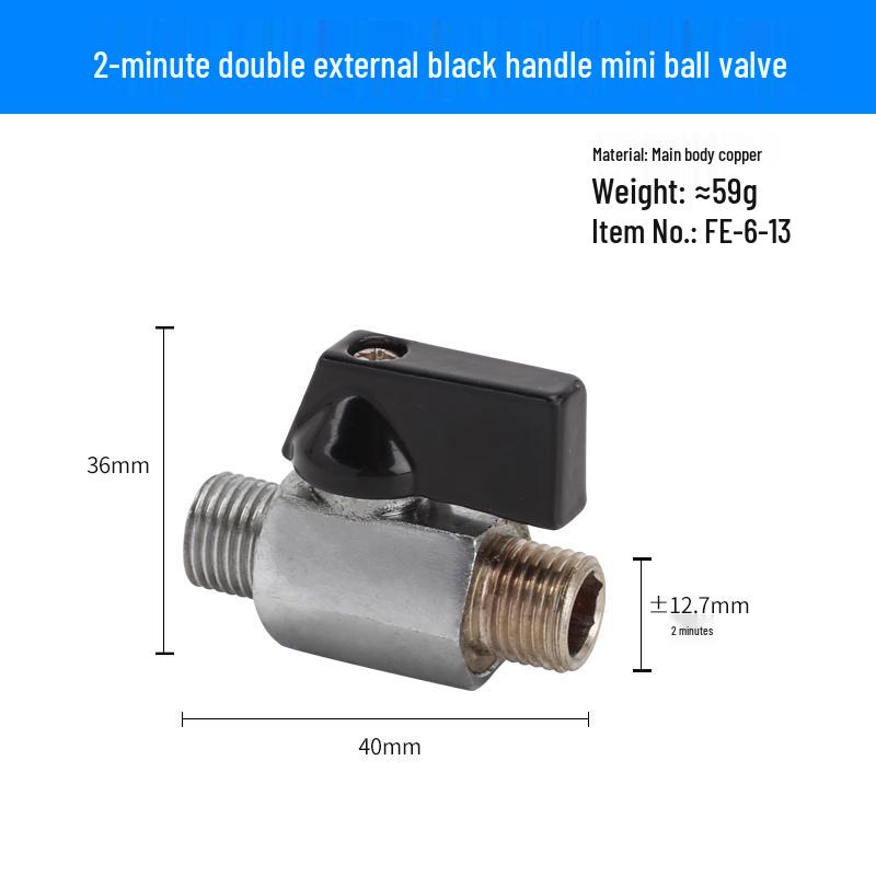 Super Short Mini Brass Ball Valve, 1/8" - 1/2" Thickened Male & Female Valve Switch