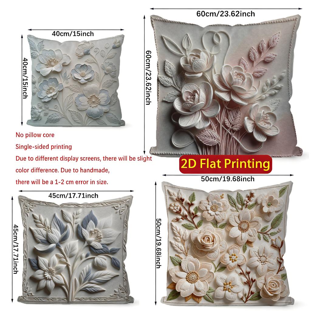 2D Blumengesticktes Muster Kissenbezüge für Zuhause Muster Kissenbezug Geeignet für Sofa Schlafzimmer Auto Kissenbezug