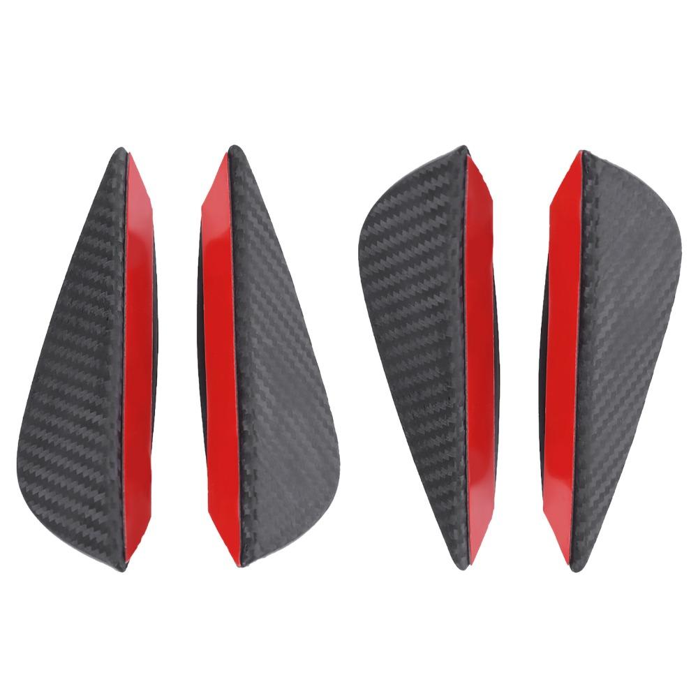 4PCS Carbon Fiber Finish Bumper Lip Spoiler ABS Front Bumper Fins Front Bumper Canards Auto Shop
